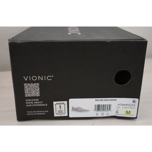 Vionic Beach H7699FE255 Women's Sz 6M Beige Denim Malibu Slip-On Shoes - Picture 9 of 9